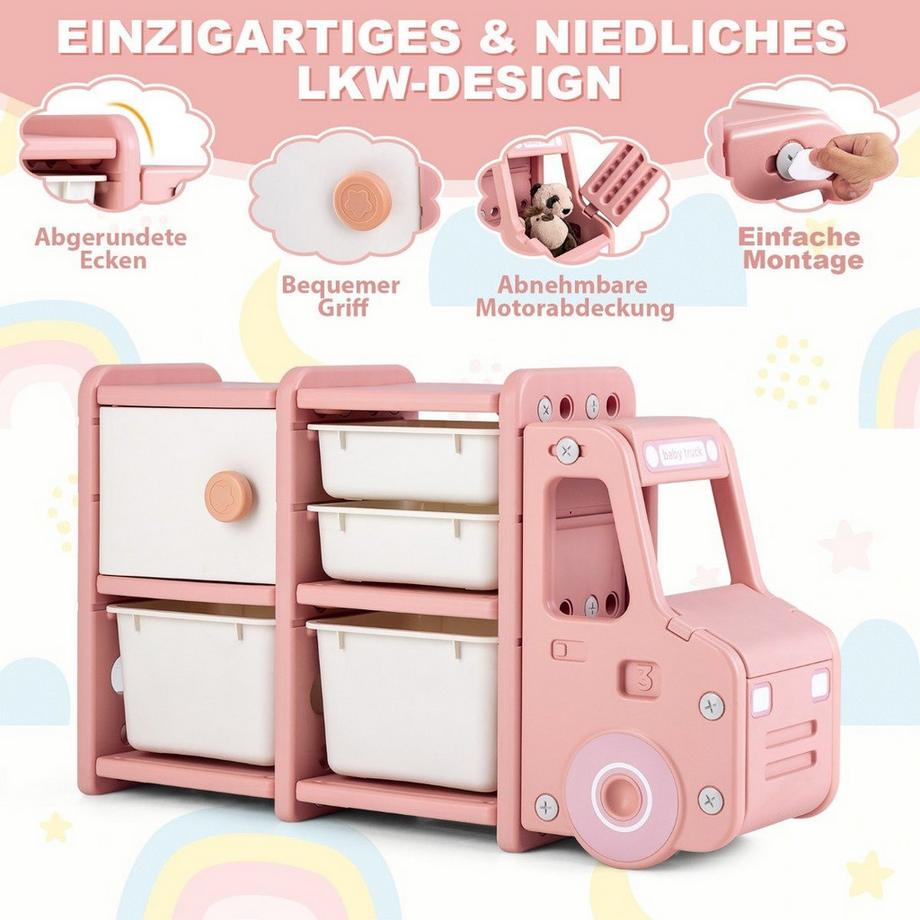 B2X Scaffale per giocattoli Scaffale per bambini a 2 livelli con cassetti e contenitori  