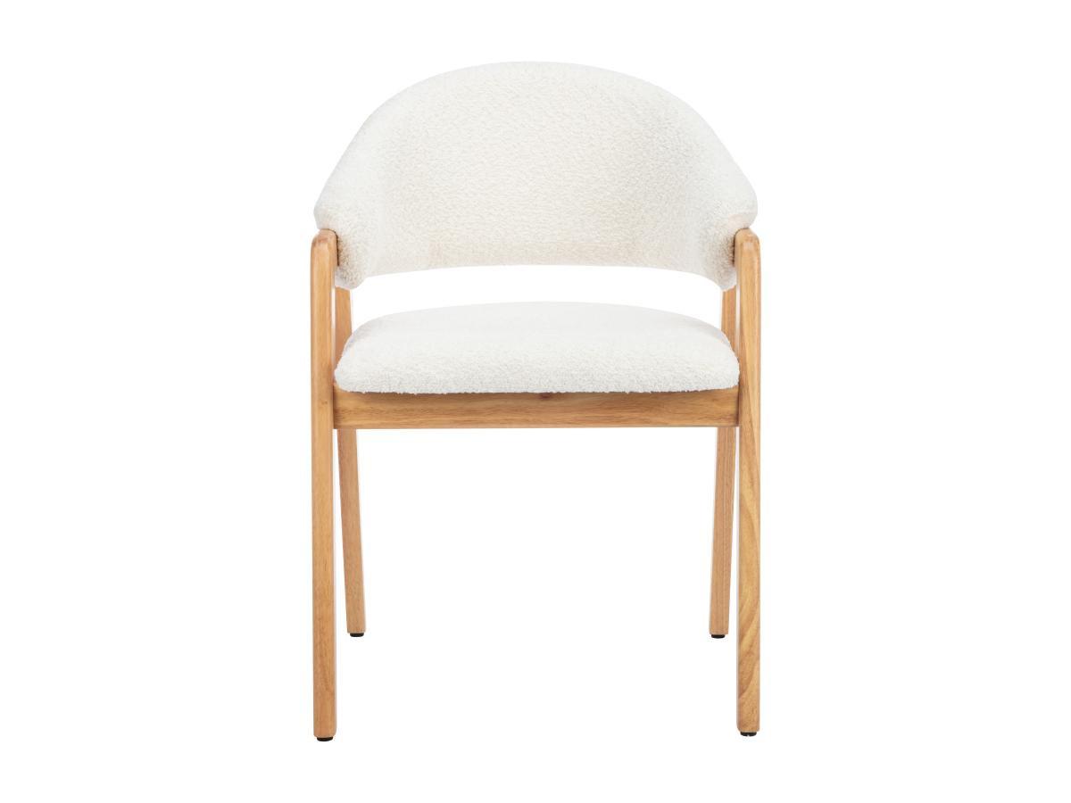 Vente-unique Sedia con braccioli in Tessuto bouclette e Legno di hevea Bianco - Lotto di 2 - SOLUNA  