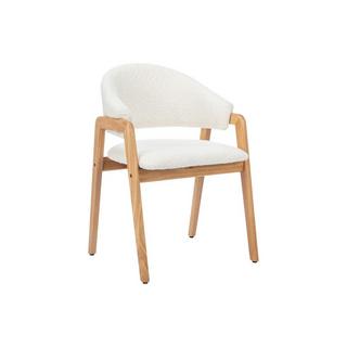Vente-unique Sedia con braccioli in Tessuto bouclette e Legno di hevea Bianco - Lotto di 2 - SOLUNA  