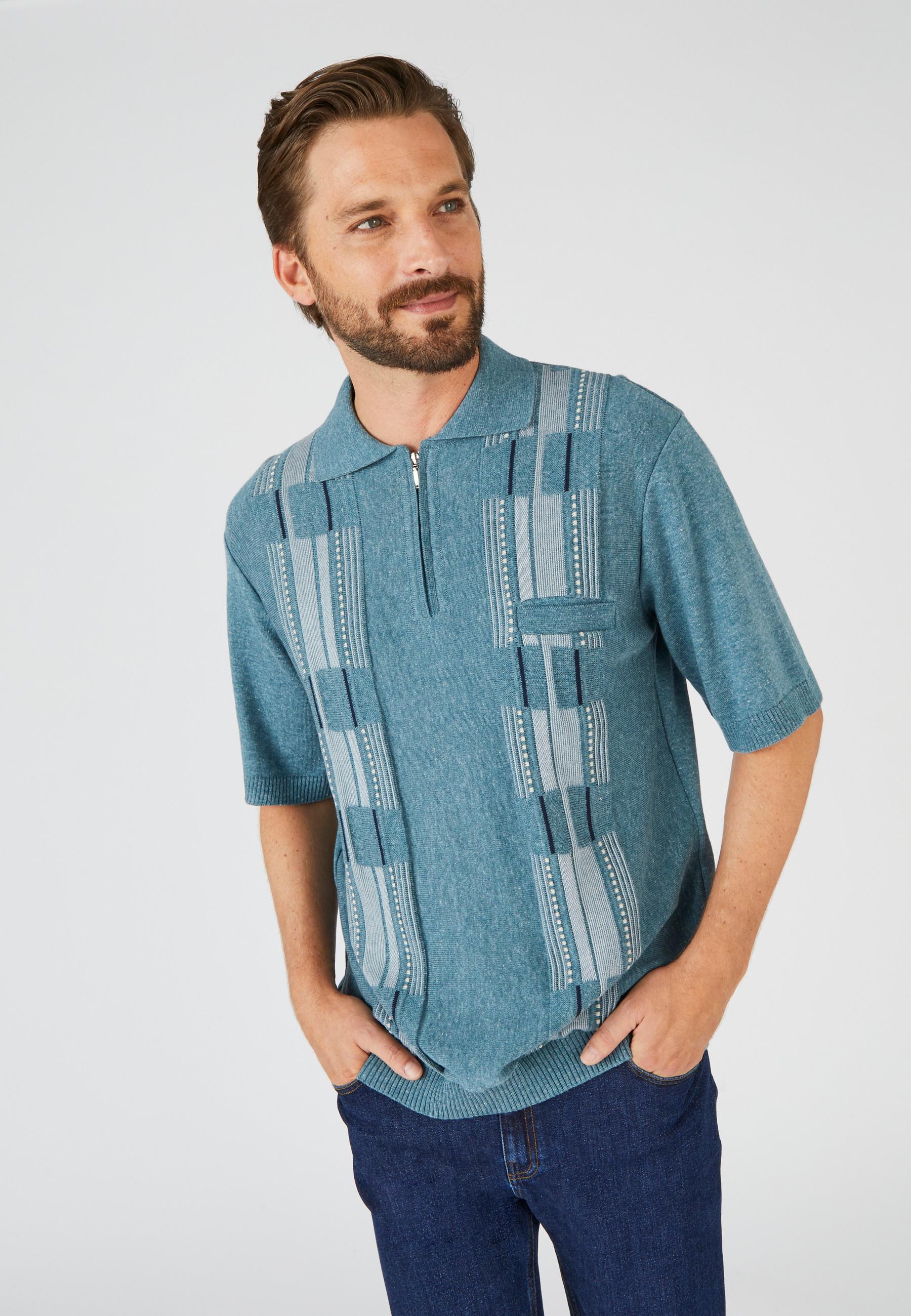 Image of Kurzarmpullover Jacquardstrick. Unisex Grün 46/48