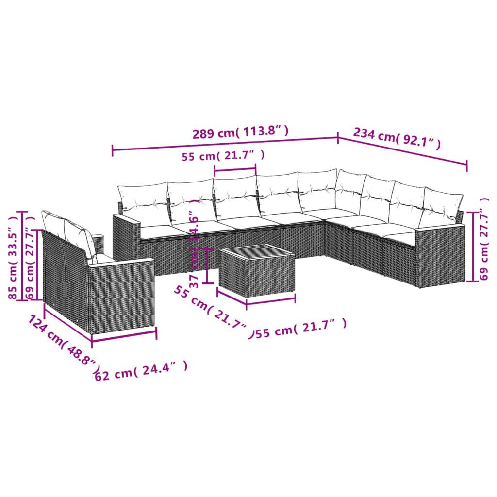 VidaXL Ensemble de canapés de jardin rotin synthétique  