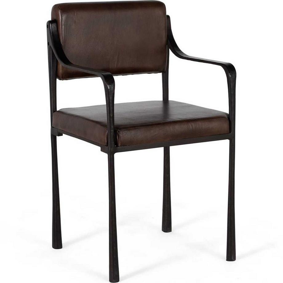 mutoni Sedia in pelle marrone  