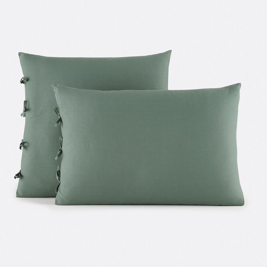 La Redoute Intérieurs Taie d'oreiller unie à nouettes en coton  