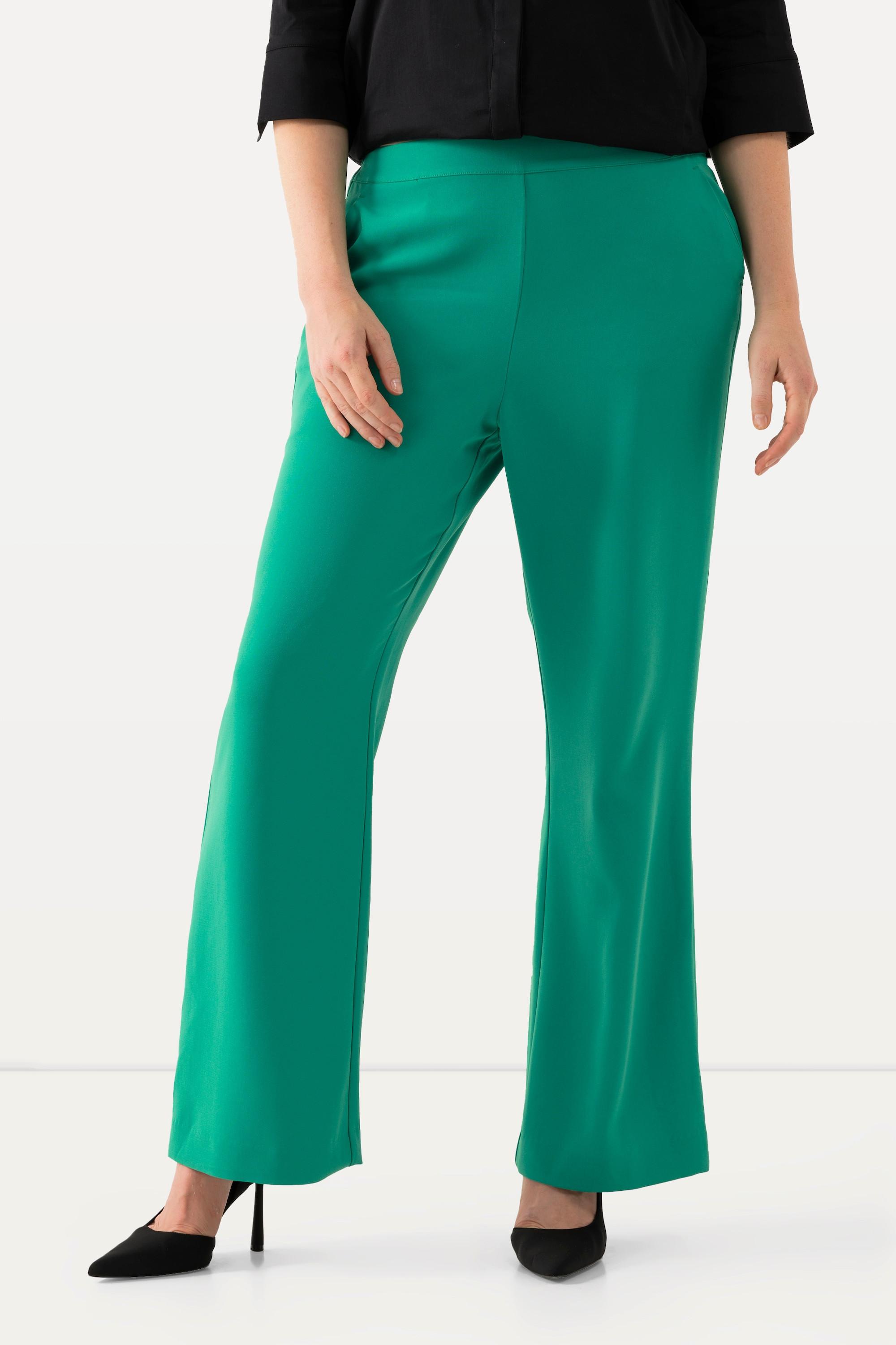 Ulla Popken  Pantalon de tailleur à jambe droite et large. Taille élastique 