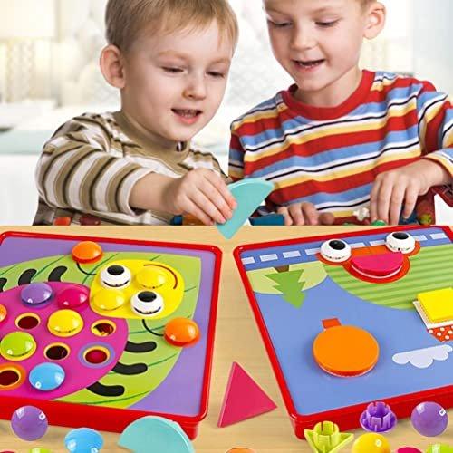 Activity-board  Mosaik Steckspiel für Kinder Lernspielzeug Steckmosaik mit 18 Bunten Steckplätte und 50 Steckperlen 