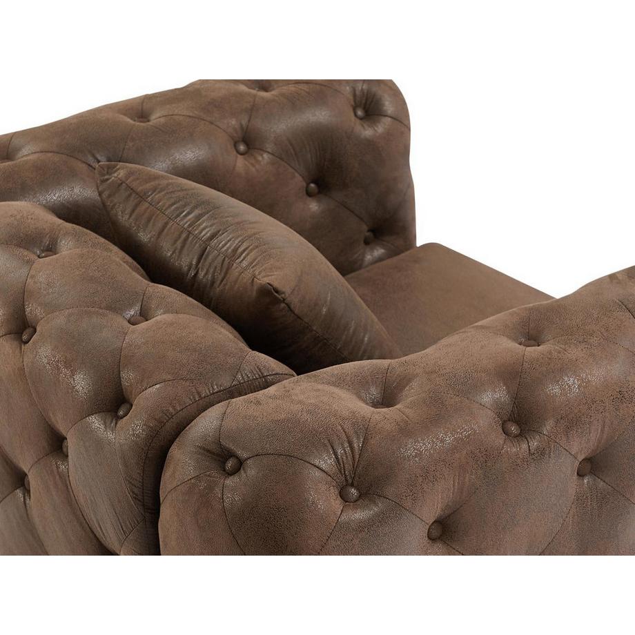 Vente-unique Fauteuil chesterfield en microfibre aspect cuir vieilli EDWINA  