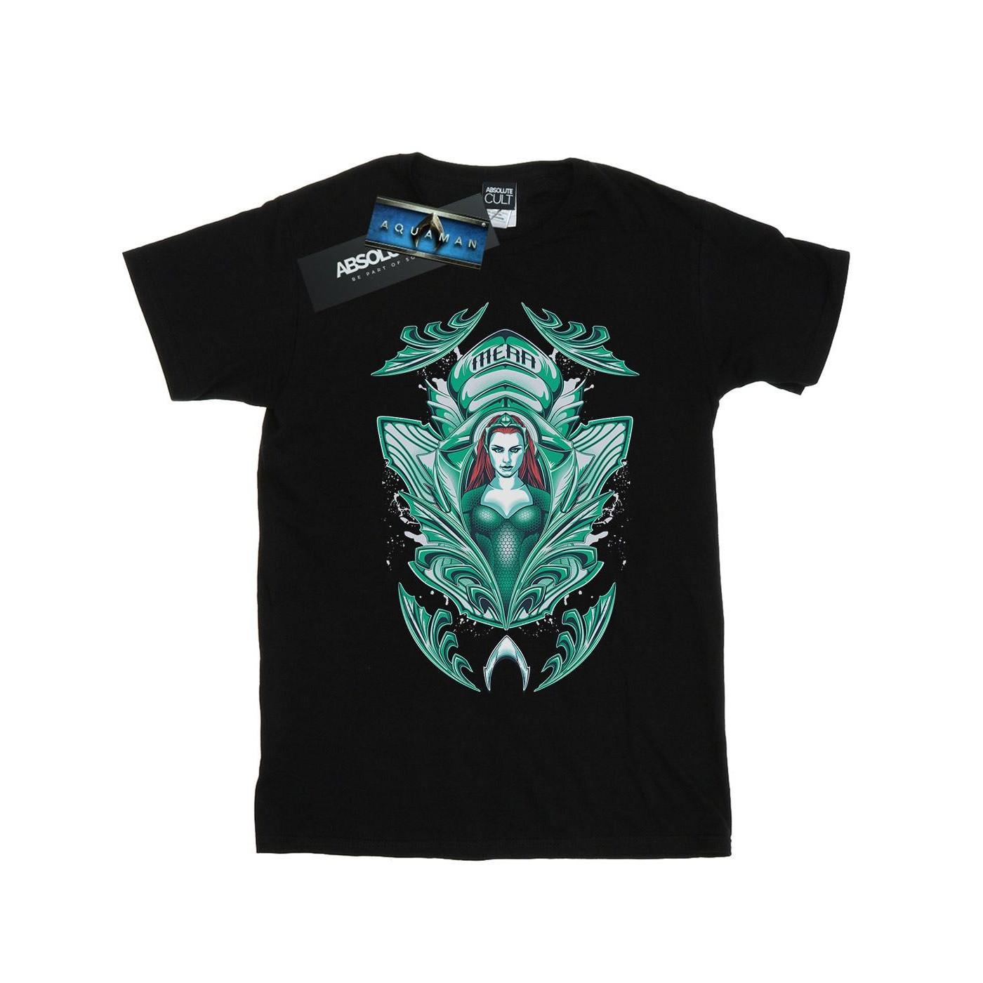 Image of Aquaman Mera Crest Tshirt Damen Schwarz S