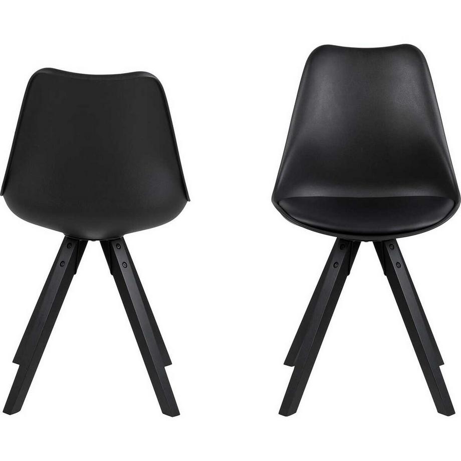 Sedia da pranzo Giada in plastica nera Cuscino di seduta nero