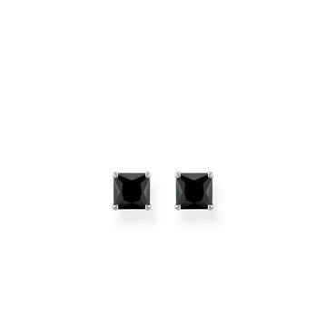 Boucle d'Oreilles Schwarz Stein Silber