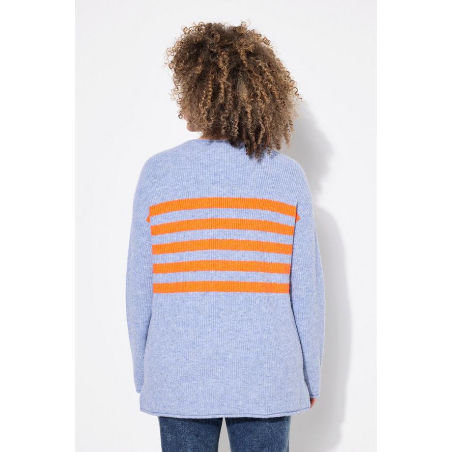 Ulla Popken Maglione Righe Girocollo Manica Lunga Bordi Arrotolati  