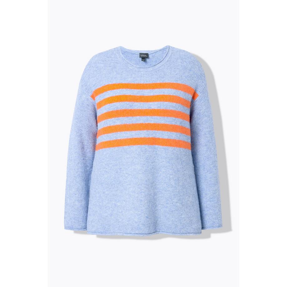 Ulla Popken Maglione Righe Girocollo Manica Lunga Bordi Arrotolati  