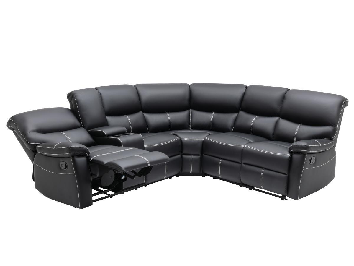 Vente-unique Relax-Ecksofa - Kunstleder - Schwarz - CANBY  