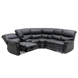 Vente-unique Relax-Ecksofa - Kunstleder - Schwarz - CANBY  