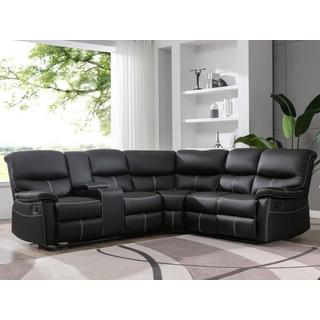 Vente-unique Relax-Ecksofa - Kunstleder - Schwarz - CANBY  