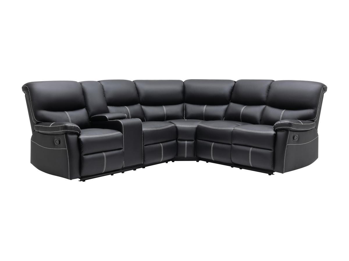 Vente-unique Relax-Ecksofa - Kunstleder - Schwarz - CANBY  