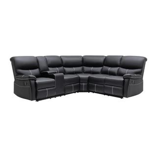 Vente-unique Relax-Ecksofa - Kunstleder - Schwarz - CANBY  