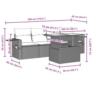 VidaXL set divano da giardino Polirattan  