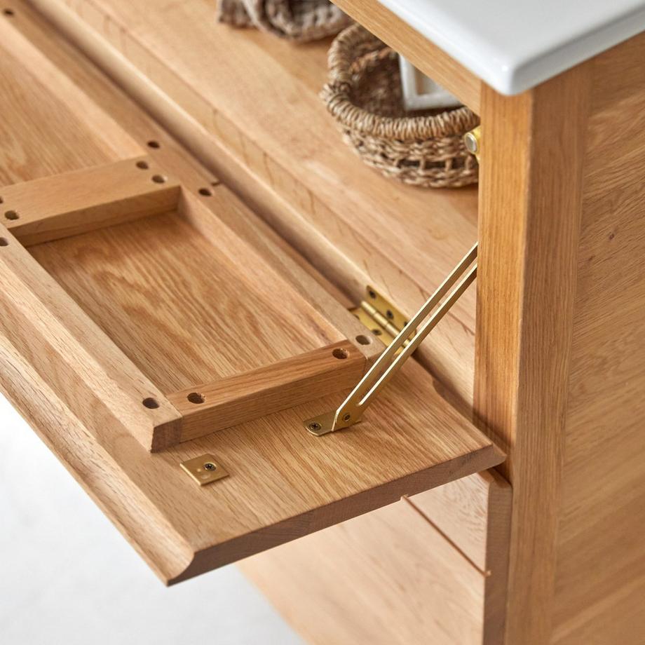 Tikamoon Meuble salle de bain en chêne massif et céramique 80 cm Easy  