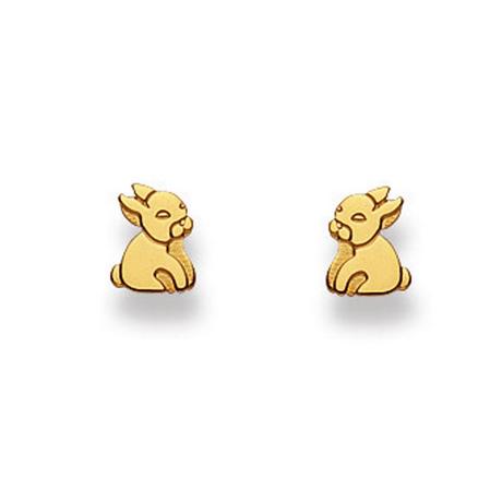 MUAU Schmuck  Ohrstecker Hase Gelbgold 750, 6x5mm 