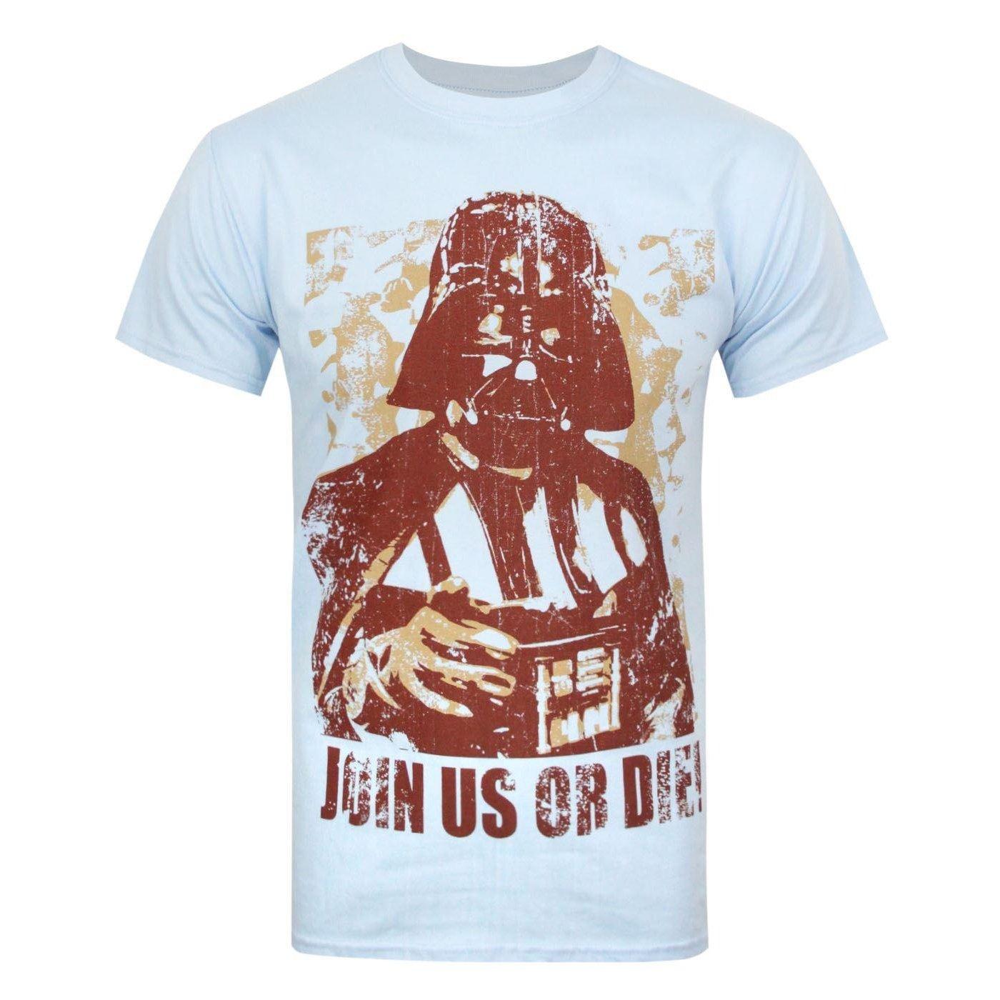 Image of Offizielles Join Us Or Die Darth Vader Tshirt Herren Blau L