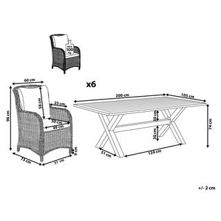 Beliani Essgruppe für 6 Personen aus PE Rattan Klassisch CASCAIS  