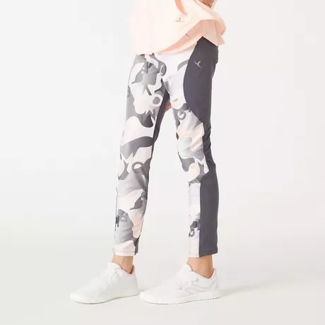 DOMYOS Legging fille synth tique respirant S500 gris et rose