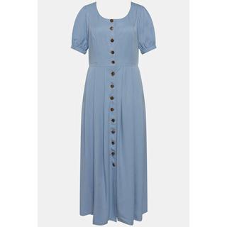 Ulla Popken  Robe midi, Imitation jean, col rond, manches courtes bouffantes, Tencel 