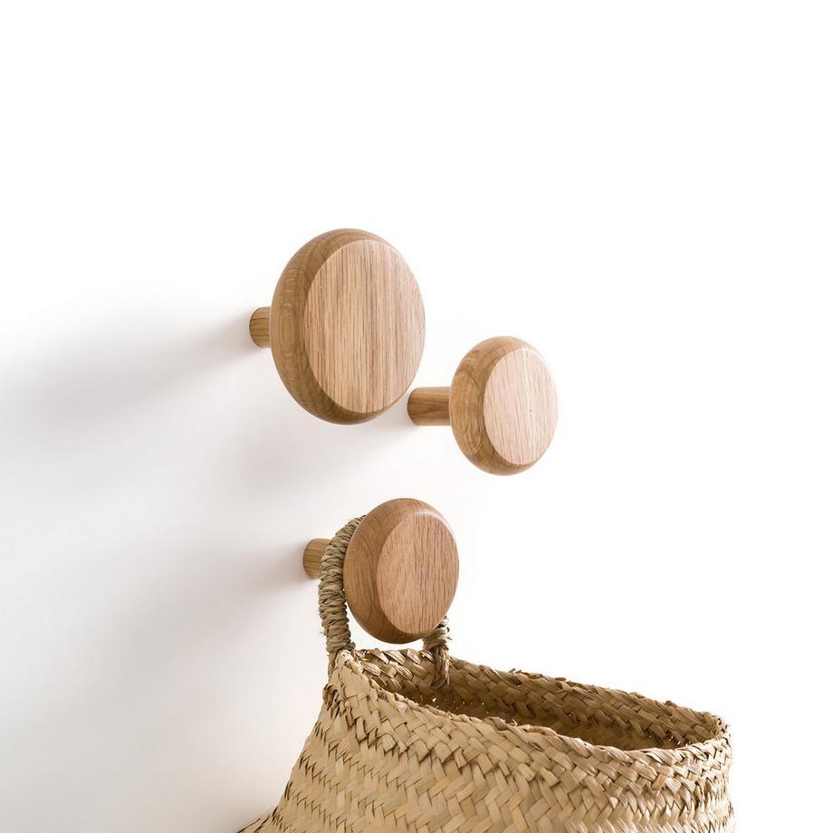 La Redoute Intérieurs Lot de 3 patères en chêne  