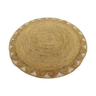 Vente-unique  Teppich rund - Blumenmotiv - 100 % Jute - 200 cm - Naturfarben - INDIRA 