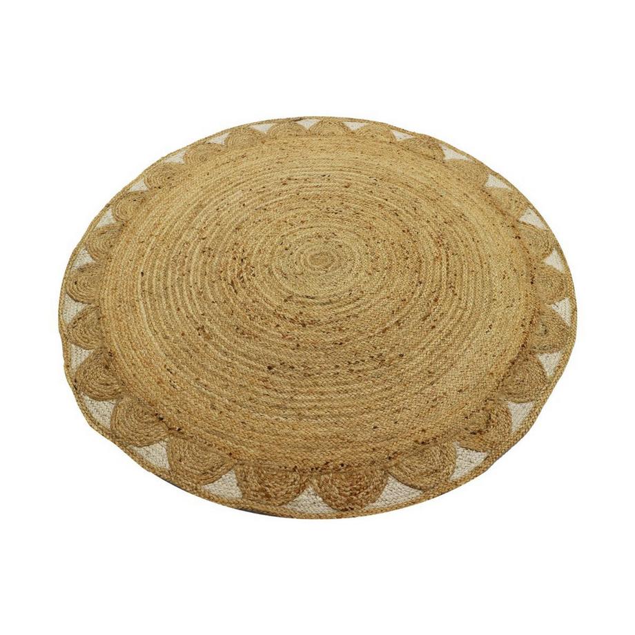 Vente-unique  Tapis rond forme fleur 100% jute - D. 200 cm - Naturel - INDIRA 