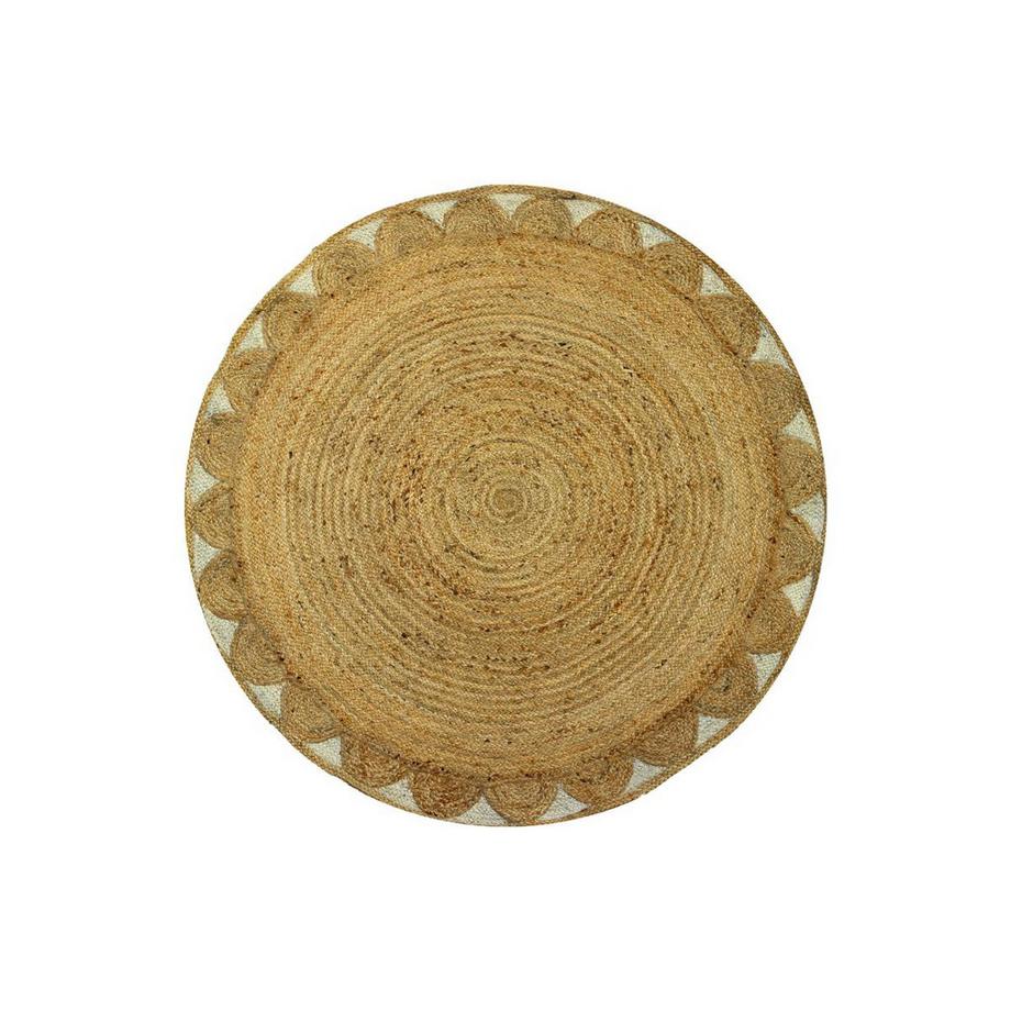 Vente-unique  Tapis rond forme fleur 100% jute - D. 200 cm - Naturel - INDIRA 