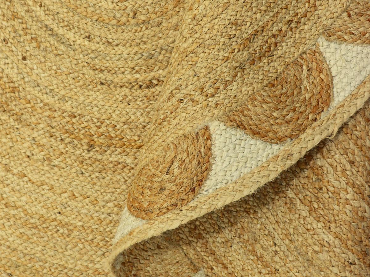 Vente-unique  Teppich rund - Blumenmotiv - 100 % Jute - 200 cm - Naturfarben - INDIRA 