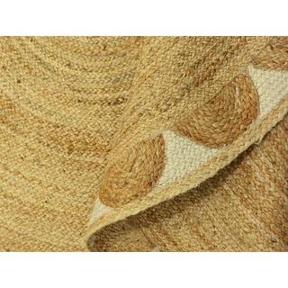 Vente-unique  Teppich rund - Blumenmotiv - 100 % Jute - 200 cm - Naturfarben - INDIRA 