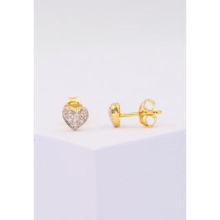 MUAU Schmuck  Goujon coeur en or jaune 750 diamants 0,12ct. 6mm 