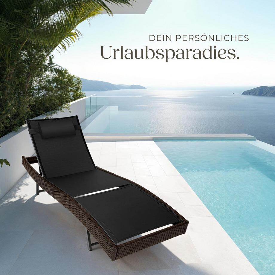 Tectake Rattan Sonnenliege Moana widerstandsfähig und UV-beständig luftdurchlässig  