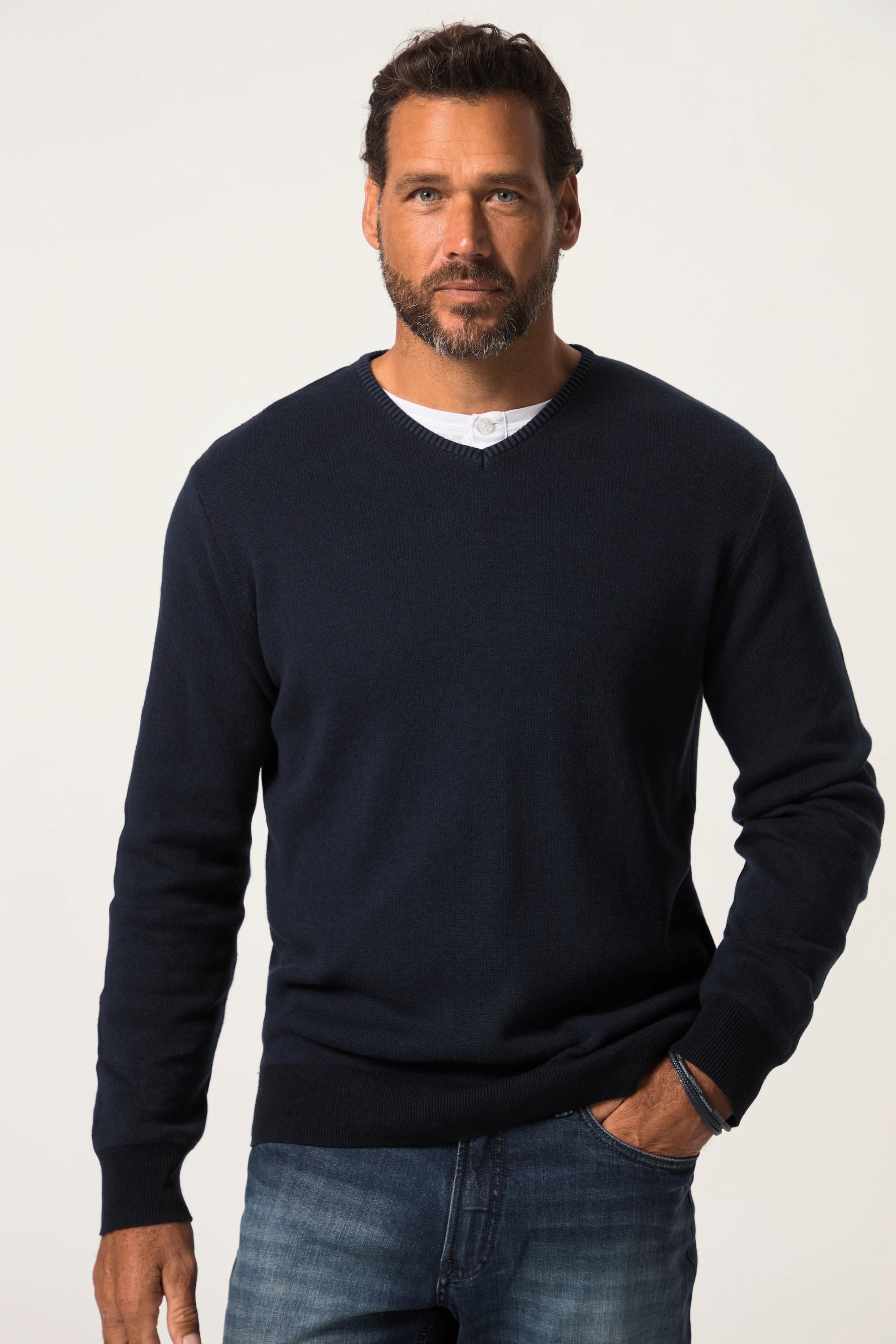 JP1880  Pull-over en maille fine CashmereTouch, encolure en V, jusqu'au 8 XL 