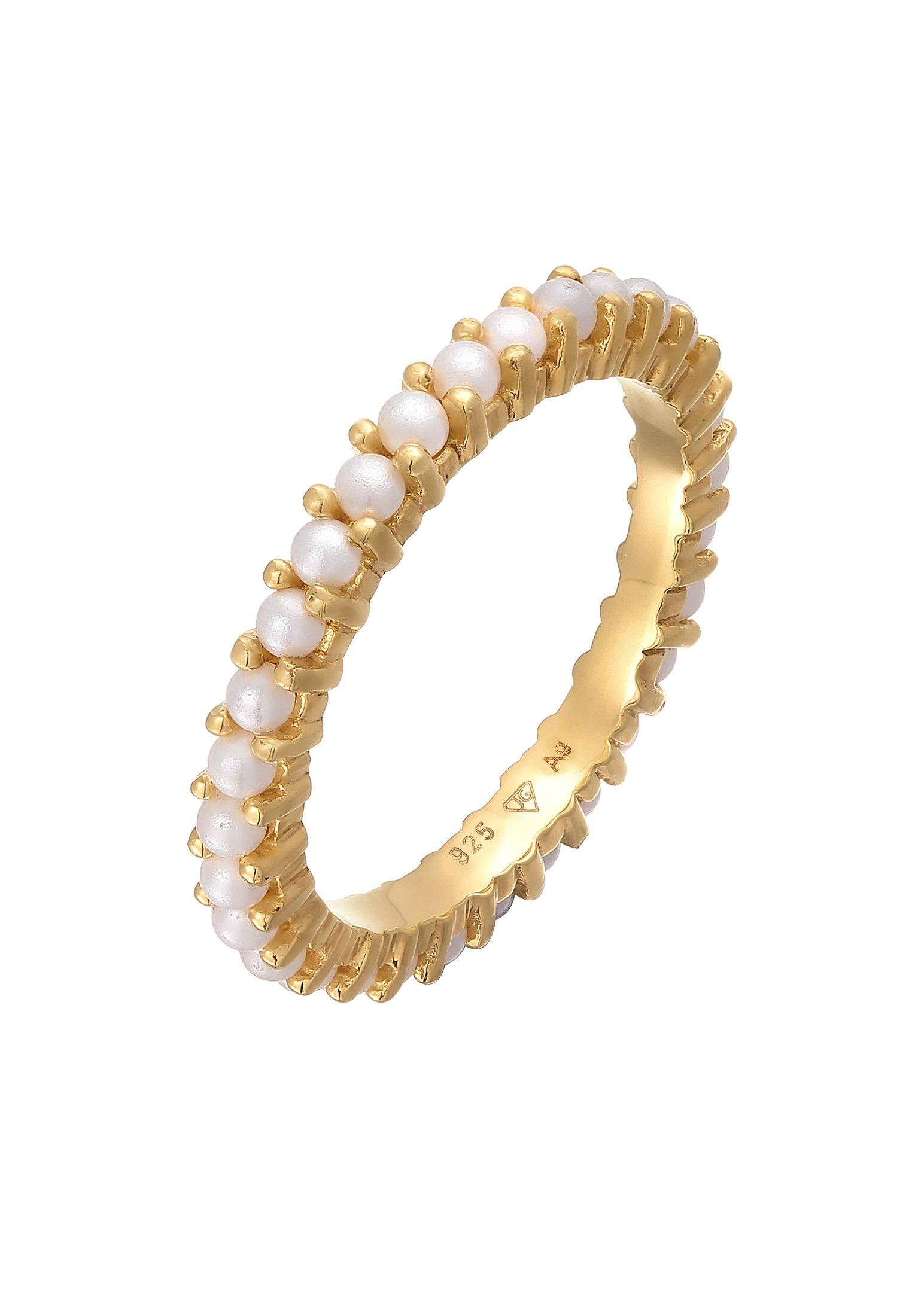 Image of Ring Bandring Memoire Glasperle Damen Gold 56mm