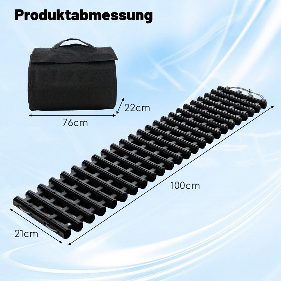 Northix  Lot de 2 tapis de traction pour pneus avec sac d'aide à la traction d'urgence noir 98 x 21 x 2,8 cm 