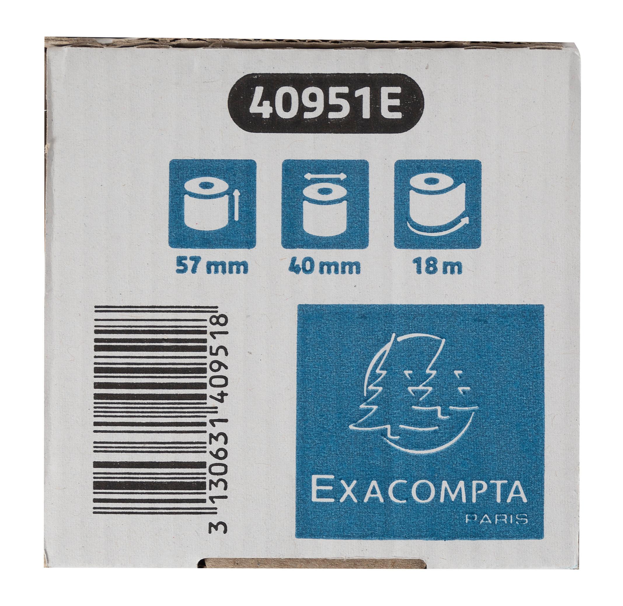 Exacompta Rotoli carta per carta di credito 57x40mm - 18m - Carta termica conttato alimentare 52gr - Safe Contact senza fenolo - x 120  