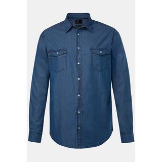 JP1880  Chemise en jean manches longues et col Kent, coupe Modern Fit - jusqu'au 8&nbsp;XL 