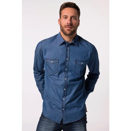 JP1880  Chemise en jean manches longues et col Kent, coupe Modern Fit - jusqu'au 8&nbsp;XL 