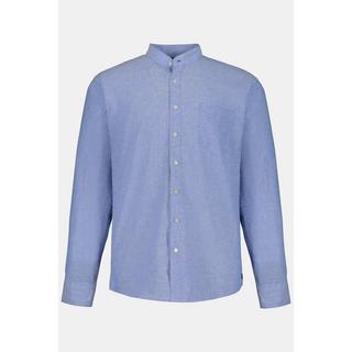 JP1880  Camicia in misto lino dalla vestibilità moderna con colletto alla coreana e maniche lunghe 