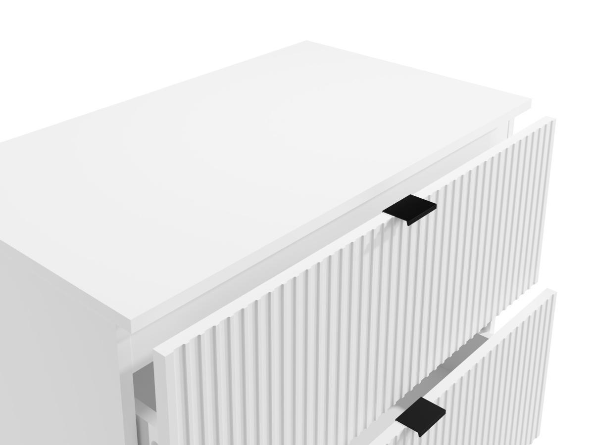 Vente-unique Mobile sotto lavabo sospeso scanalato con piano di appoggio L80 cm Bianco - ZEVINI  