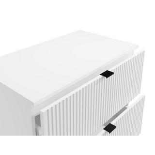 Vente-unique Waschbeckenunterschrank hängend mit Aufsatzplatte - Streifenoptik - Weiß - 80 cm - ZEVINI  