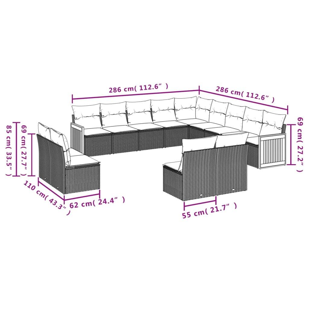 VidaXL Ensemble de canapés de jardin rotin synthétique  