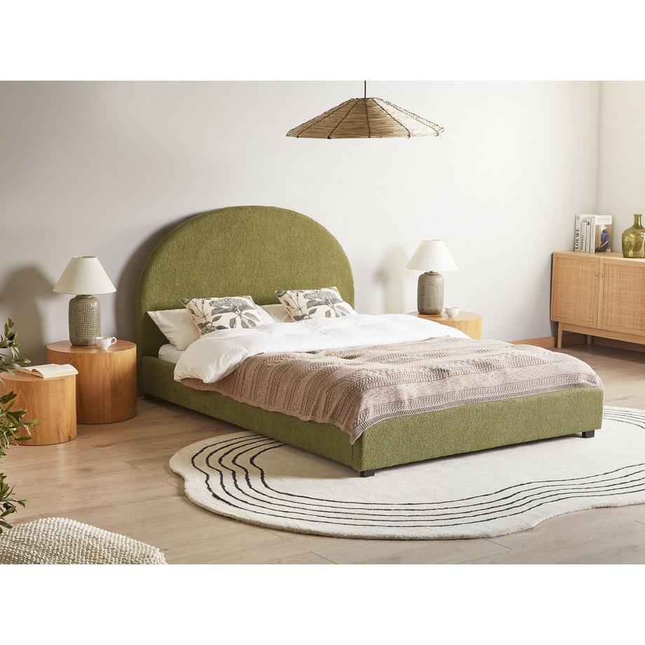 Beliani Lit avec sommier en Bouclé  VAUCLUSE  