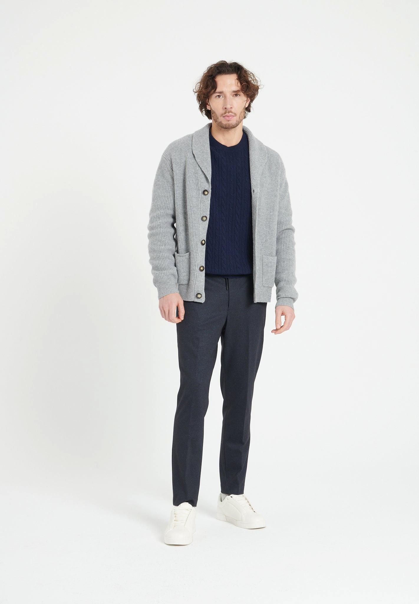 Studio Cashmere8  ZACH Cardigan con collo a scialle a 4 strati a coste - 100% Cashmere 