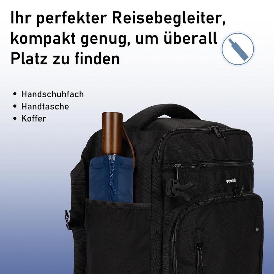 Alopini  Automatischer großer sturmsicherer Regenschirm, Taschenschirm mit belüftetem Doppeldach und Holzgriff 