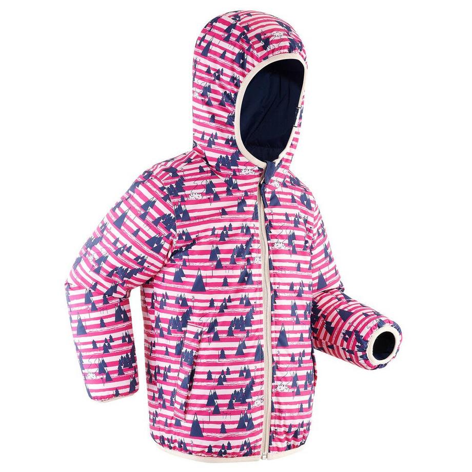 WEDZE  Skijacke 100 warm wasserdicht wendbar Kinder blau/rosa 