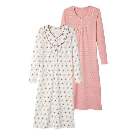 Damart  Lot de 2 chemises de nuit maille jersey pur coton peigné. 